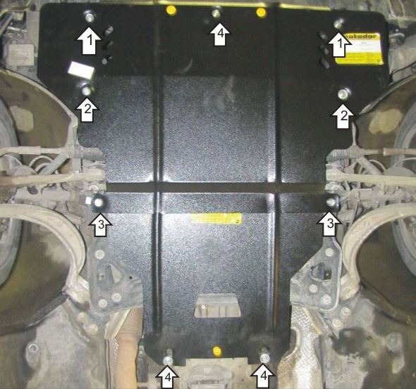 Защита стальная Мотодор для картера двигателя, КПП и гидроусилителя руля на Audi A6/A6 Allroad фото 3