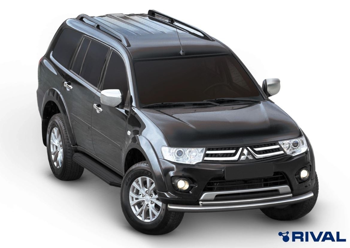 Порог-площадка Rival Premium-Black A173ALB c комплектом крепежа для Mitsubishi Pajero Sport (KH0) фото 2