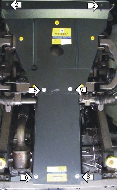 Защита стальная Мотодор для картера двигателя, переднего дифференциала, КПП и радиатора на Ssangyong Actyon Sports фото 3