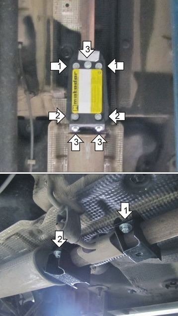 Защита стальная Мотодор для глушителя на Renault Duster и Nissan Terrano фото 2