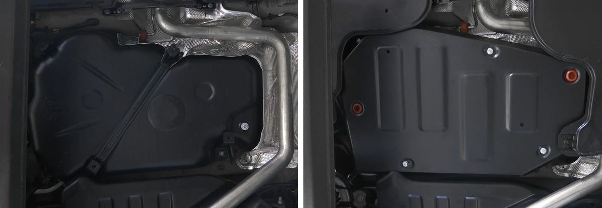 Защита стальная АвтоБроня для топливного бака на Skoda Kodiaq (NS7) и Volkswagen Tiguan (MK2) фото 2