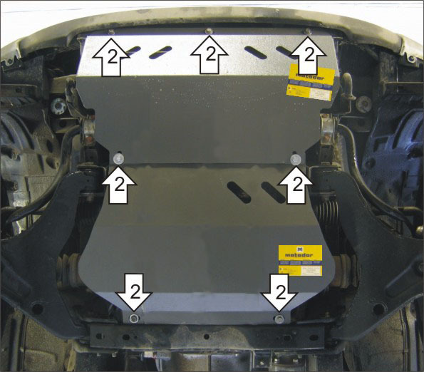 Защита алюминиевая Мотодор для картера двигателя, переднего дифференциала, радиатора на Mitsubishi L 200 фото 4