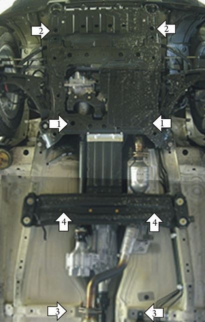 Защита стальная Мотодор для картера двигателя, переднего дифференциала, радиатора, РК на Suzuki Grand Vitara фото 4