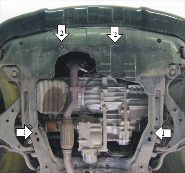 Защита стальная Мотодор для картера двигателя и КПП на KIA Sportage и Hyundai Tucson фото 3