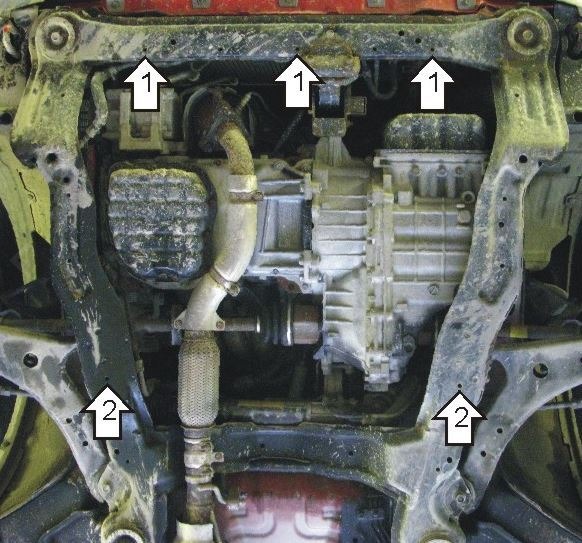 Защита стальная Мотодор для картера двигателя и КПП на Hyundai Santa Fé Classic/Tagaz C190 и Jac Rein фото 3