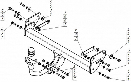 Фаркоп Motodor с оцинкованным шаром для Geely Monjaro (KX11)