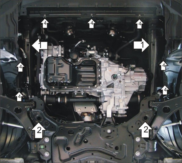 Защита алюминиевая Мотодор для картера двигателя, КПП на Mazda 3 фото 2
