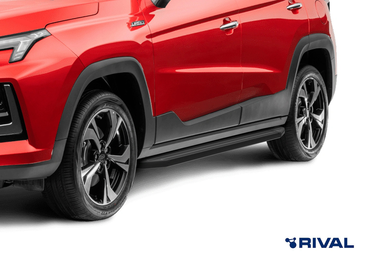 Порог-площадка Rival Premium-Black A180ALBc комплектом крепежа для Москвич 3 (DA21)​ и JAC JS4 (1 поколение) фото 3