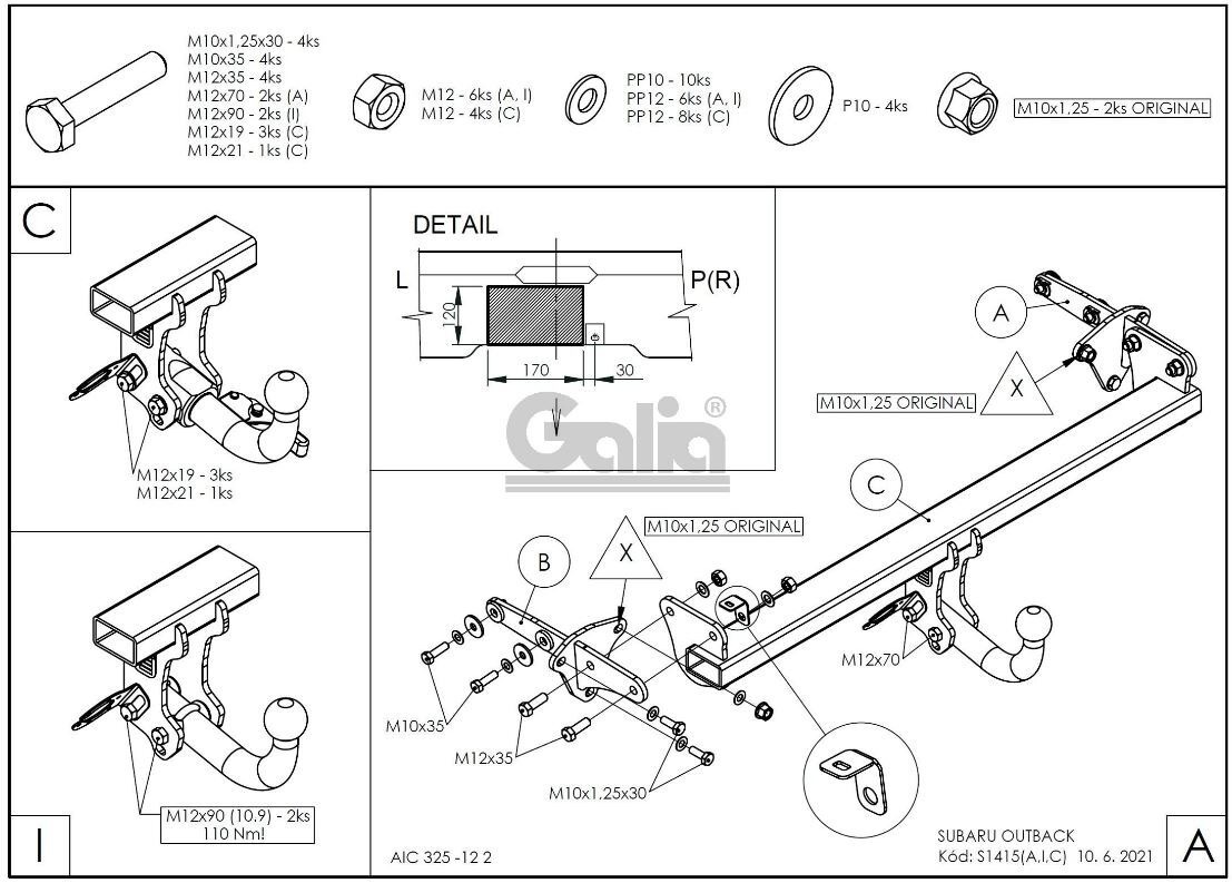 Фаркоп Galia для Subaru Outback фото 2