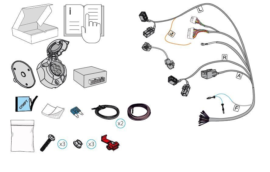 Комплект электропроводки для фаркопа Концепт Авто ​для Toyota Land Cruiser 200 -7pin