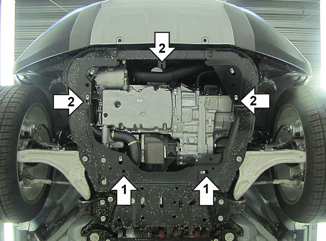 Защита алюминиевая Мотодор для картера двигателя, КПП на Land Rover Discovery Sport и Range Rover Evoque фото 3