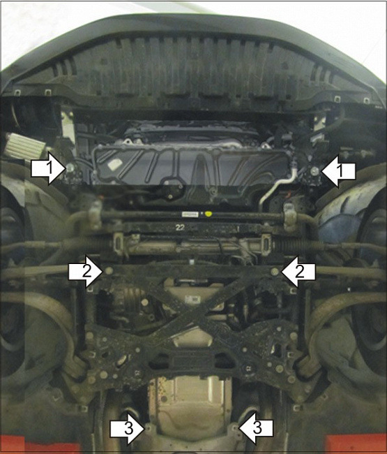 Защита алюминиевая Мотодор для картера двигателя, КПП на Audi A8 фото 2