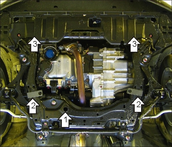 Защита алюминиевая Мотодор для картера двигателя, КПП на Honda Civic VIII фото 2