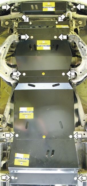 Защита стальная Мотодор для картера двигателя, переднего дифференциала, КПП, радиатора и РК на Ford Ranger и Mazda BT-50  фото 7