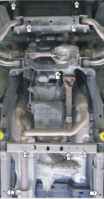 Защита стальная Мотодор для картера двигателя, переднего дифференциала, КПП, РК на Dodge Ram 1500 фото 3