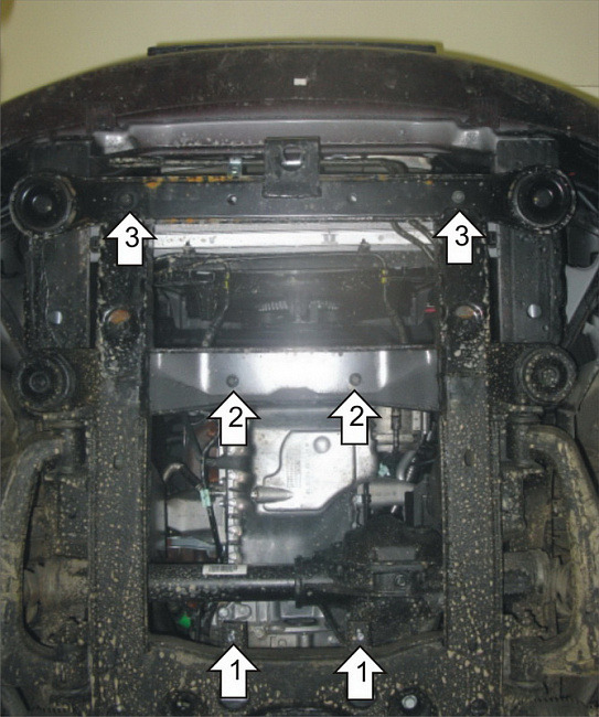 Защита стальная Мотодор для картера двигателя, переднего дифференциала, радиатора на Ssangyong Stavic фото 4