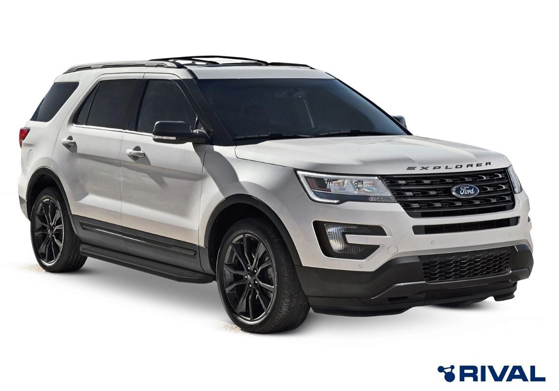 Порог-площадка Rival Premium-Black A193ALB c комплект крепежа для Ford Explorer (U502)