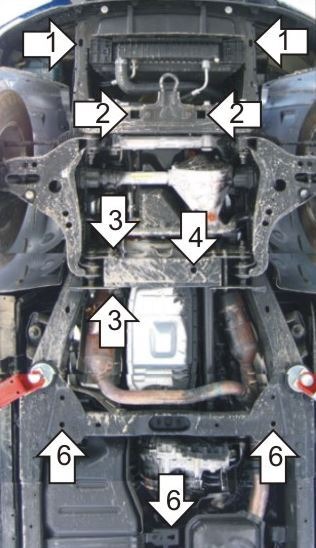 Защита стальная Мотодор для картера двигателя, переднего дифференциала, КПП, радиатора и РК на Ford Explorer фото 6