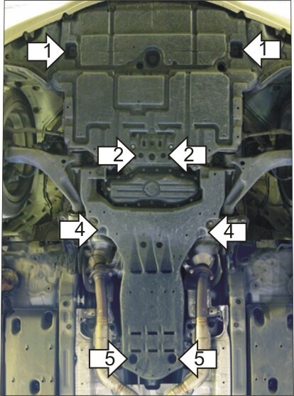 Защита алюминиевая Мотодор для картера двигателя, КПП, РК на Lexus IS 250 фото 4