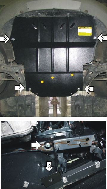 Защита стальная Мотодор для картера двигателя и КПП на Volkswagen Touran/Caddy/Golf/Golf Plus/Passat/Passat CC и SEAT Leon и Skoda Octavia/Superb фото 2