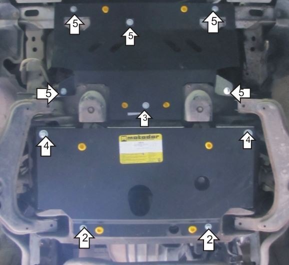 Защита стальная Мотодор для картера двигателя, переднего дифференциала, радиатора на Toyota Hiace фото 3