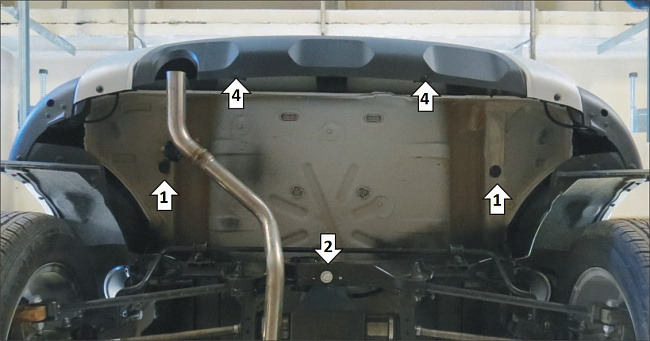 Защита стальная Мотодор для заднего бампера на Renault Duster фото 3
