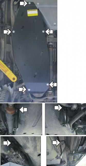 Защита стальная Мотодор для топливного бака на Mitsubishi Pajero фото 2