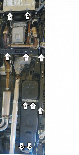 Защита алюминиевая Мотодор для топливного бака, РК и КПП на Ford F-150 Raptor SuperCrew фото 3