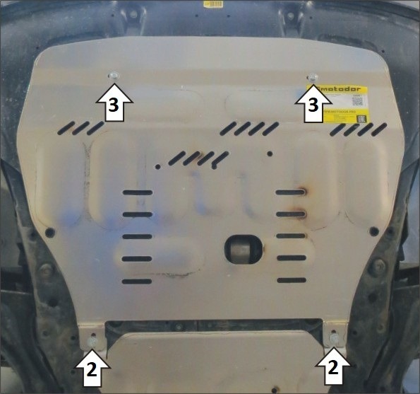 Защита алюминиевая Мотодор для картера двигателя, КПП на Hyundai Santa Fé/Tucson и KIA Sorento/Carniva фото 4