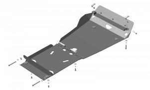 Защита стальная Мотодор для картера двигателя, переднего дифференциала и КПП на Toyota Land Cruiser Prado 150