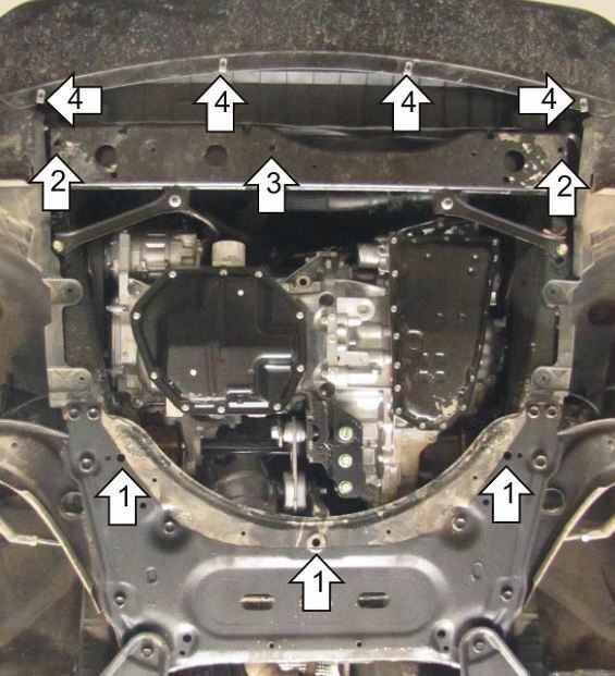 Защита стальная Мотодор для картера двигателя и КПП на Nissan Qashqai фото 3