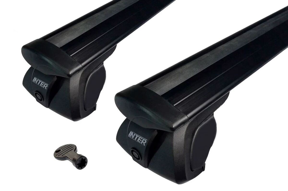 Багажник на рейлинги Inter Titan Black крыловидные черные дуги 130 см с секреткой