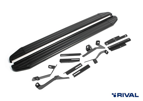 Порог-площадка Rival Premium-Black A180ALBc комплектом крепежа для Москвич 3 (DA21)​ и JAC JS4 (1 поколение)