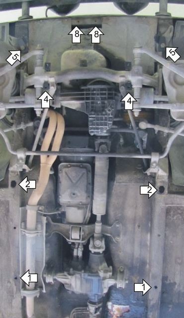 Защита стальная Мотодор для картера двигателя, переднего дифференциала, КПП, РК на Lada Niva Legend/4x4 фото 3
