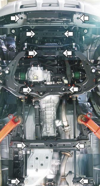 Защита стальная Мотодор для картера двигателя, переднего дифференциала, КПП, радиатора и РК на Ford Ranger и Mazda BT-50  фото 6
