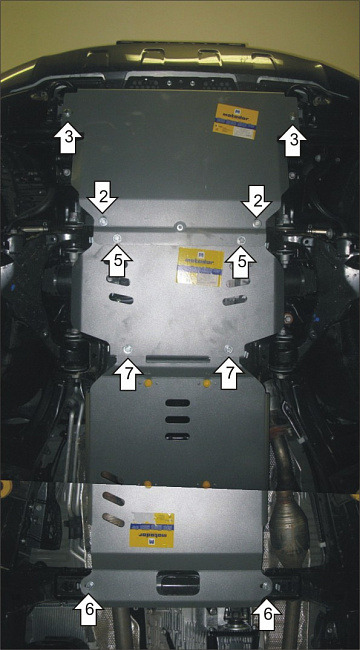 Защита алюминиевая Мотодор для картера двигателя, переднего дифференциала, КПП, радиатора на Toyota Land Cruiser 200 и Lexus LX 570/450d  фото 4