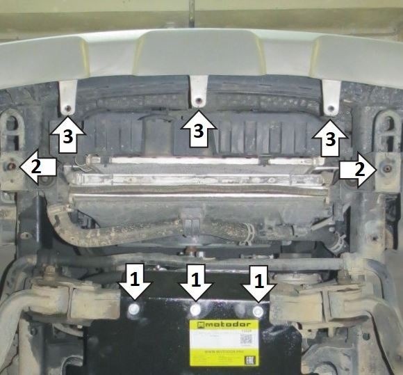 Защита стальная Мотодор для радиатора на KIA Mohave (HM2) фото 3