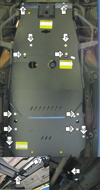 Защита алюминиевая Мотодор для картера двигателя, переднего дифференциала, КПП, РК на Chevrolet Express фото 5