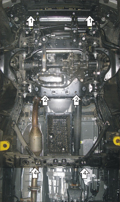 Защита алюминиевая Мотодор для картера двигателя, переднего дифференциала, КПП на Toyota Land Cruiser Prado 150 фото 5