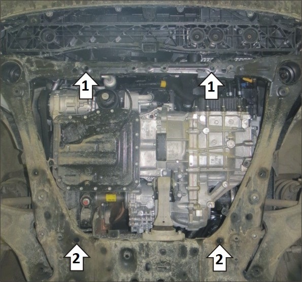 Защита стальная Мотодор для картера двигателя, КПП на Hyundai Staria фото 3