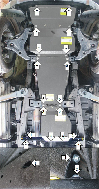 Защита алюминиевая Мотодор для картера двигателя, КПП, радиатора, переднего дифференциала, РК на Mitsubishi Pajero Sport III и L 200 фото 4