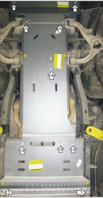 Защита стальная Мотодор для картера двигателя, переднего дифференциала, КПП, РК на Dodge Ram 1500 фото 4