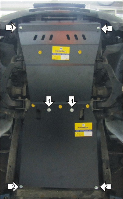 Защита алюминиевая Мотодор для картера двигателя, КПП, радиатора на Ssangyong Rexton фото 4