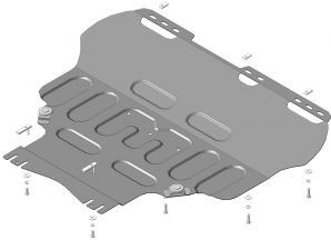 Защита стальная Мотодор для картера двигателя, КПП на Volvo V50/S40 и Ford Focus/C-Max