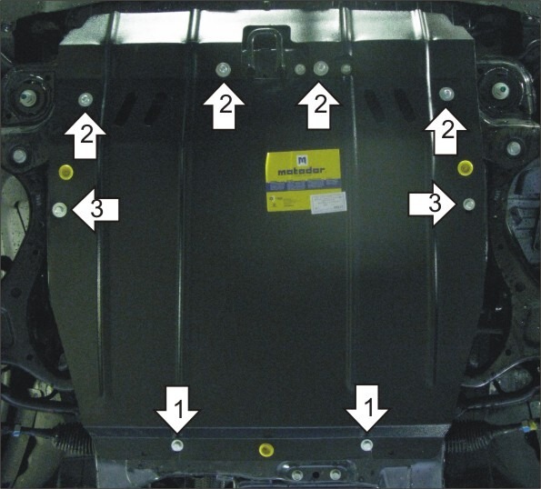 Защита алюминиевая Мотодор для картера двигателя, КПП на Hyundai Santa Fé II фото 3