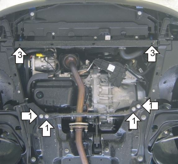 Защита стальная Мотодор для картера двигателя, КПП на Peugeot 207 и Citroen C3 Picasso фото 3