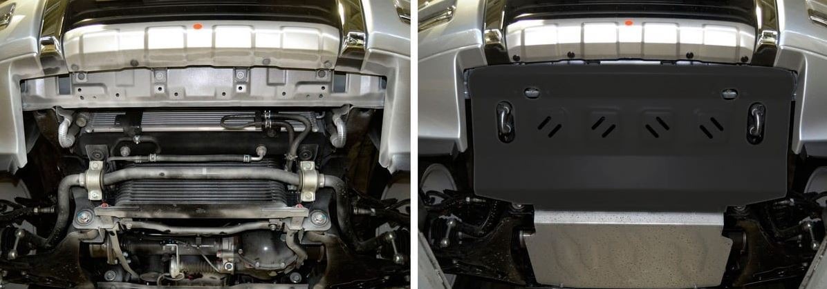 Защита стальная АвтоБроня для радиатора на Mitsubishi Pajero IV (V90) фото 2