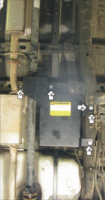 Защита стальная Мотодор для абсорбера, топливного фильтра, подвесного подшипника карданного вала на Opel Antara и Chevrolet Captiva фото 3
