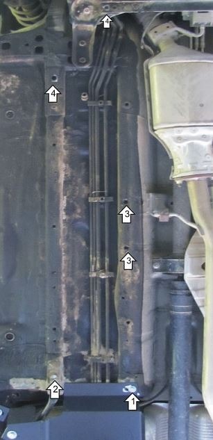 Защита стальная Мотодор для топливных трубок на Nissan X-Trail фото 3