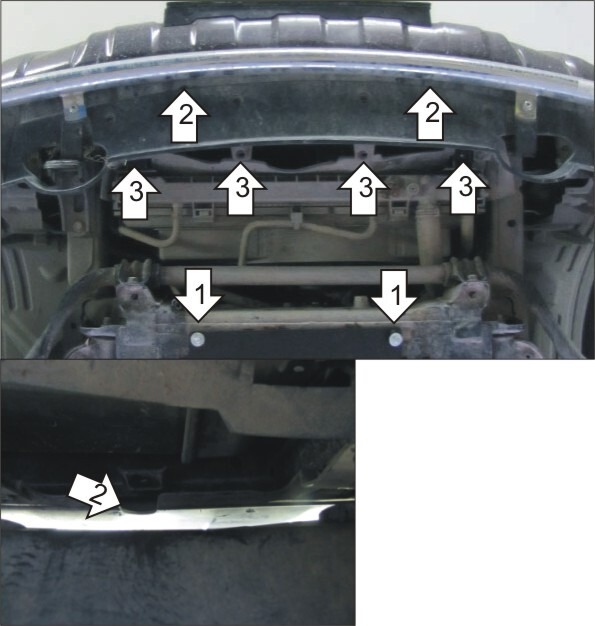 Защита алюминиевая Мотодор для радиатора на Nissan Pathfinder фото 2